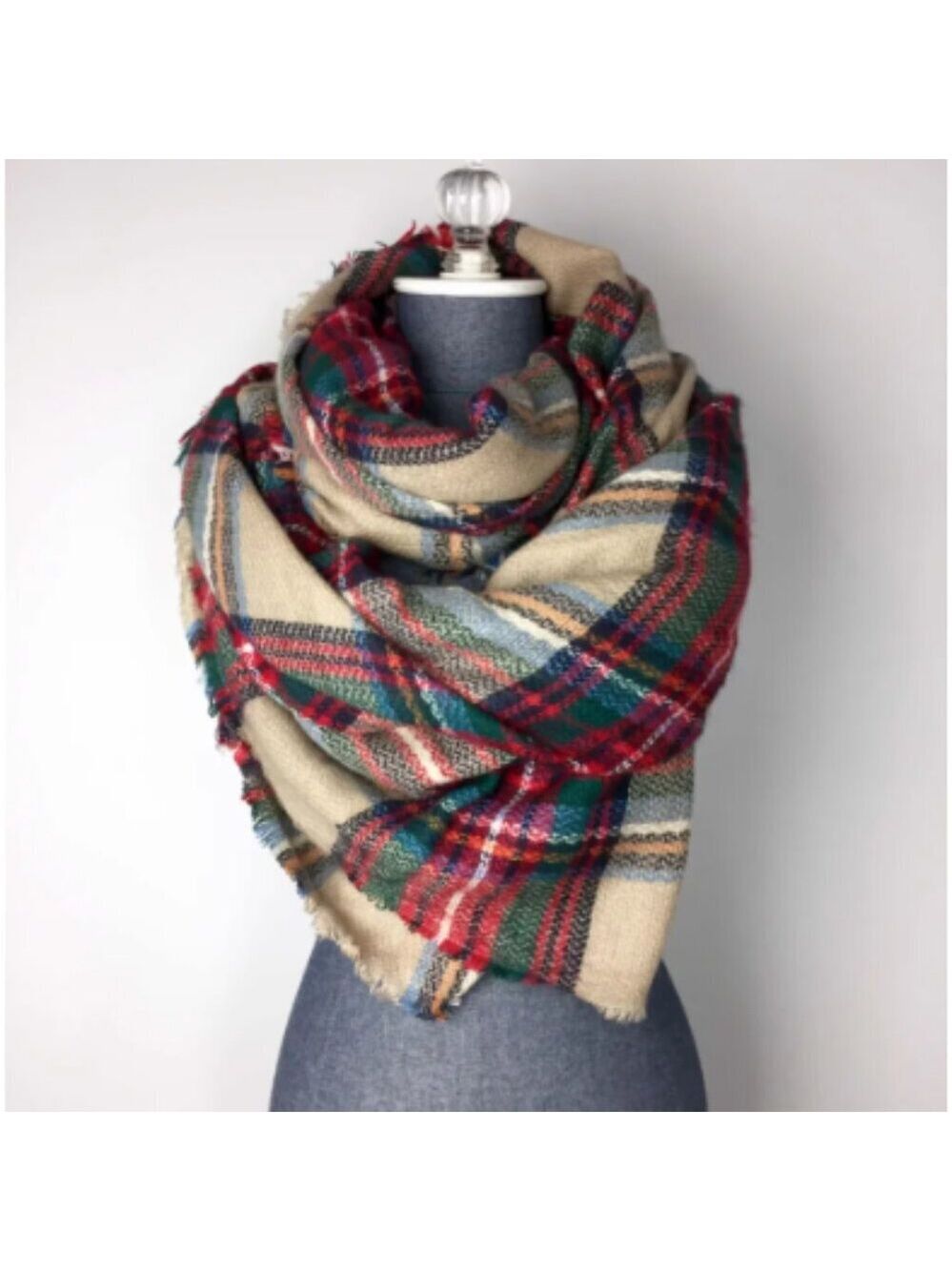 NWT ModCloth Lock & Key Tartan Plaid Fringe Blanket Scarf Wrap Cape Poncho Gift